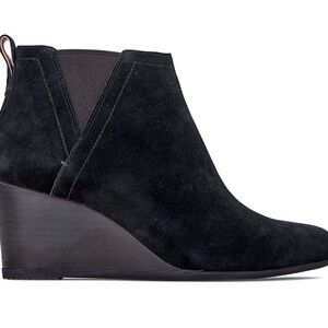 Vionic Paloma Black Suede Leather Ankle Zip Wedge Boots Booties 6.5